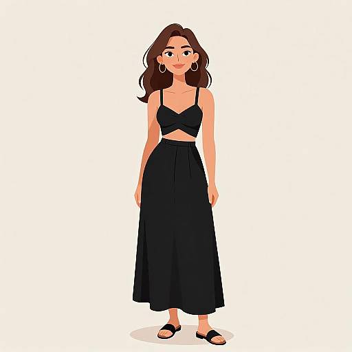 Smiling Woman in Modern Black Dress