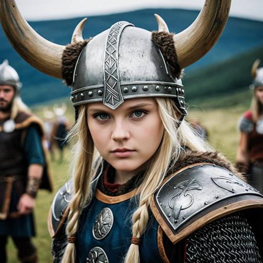 Female Viking Warrior in Horned Helmet