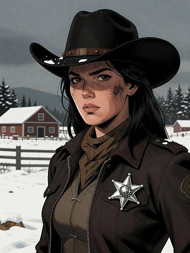 Gritty Cowgirl Gunslinger in Winter