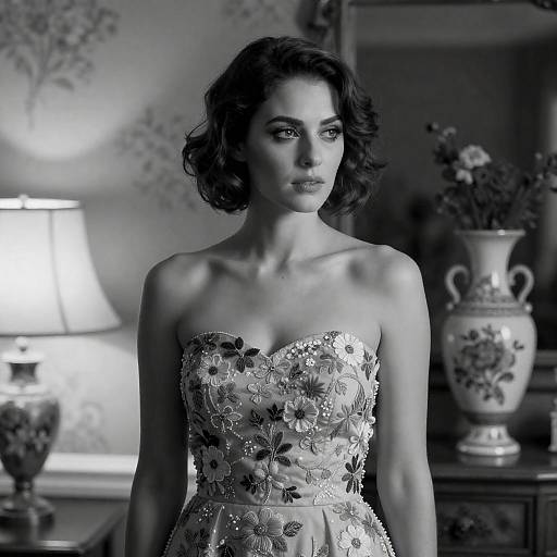 Elegant Woman in Vintage Black and White