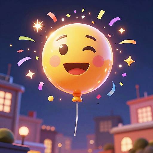 3D Fireworks Emoji Balloon Celebration