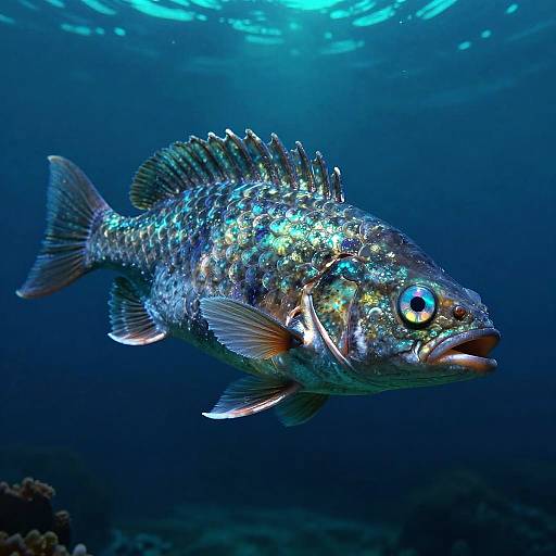 Realistic Dragon-Fish Monster Side Profile