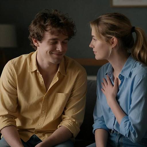 Dimly Lit Couple Sharing a Quiet Moment