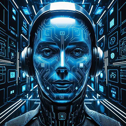 Holographic Android Face with Glyphs