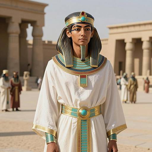 Ancient Egyptian Prince in Traditional Costume
