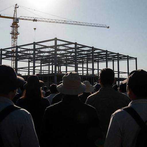 Hatted Silhouettes at Construction Site
