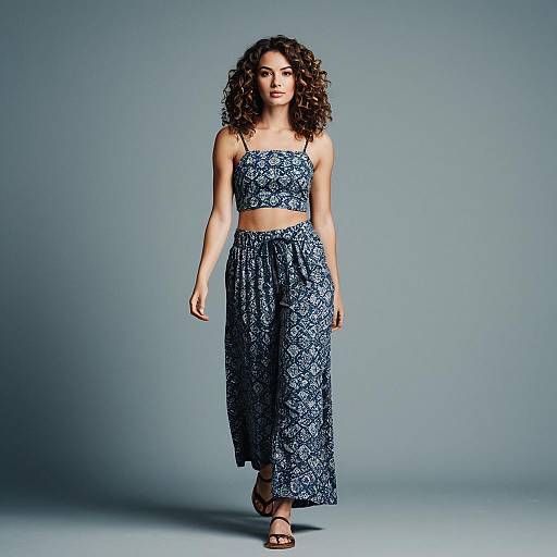 Athletic Woman in Modern Patterned Outfit