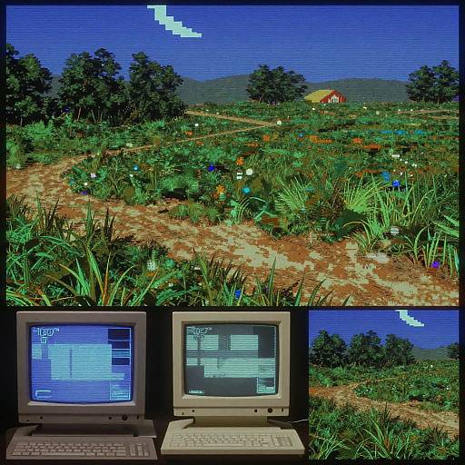 Vintage AI Landscapes with Pixel Bloom