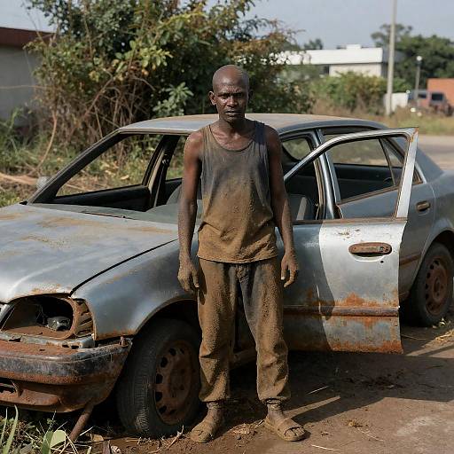 Survivor Amidst Ruins and Nature