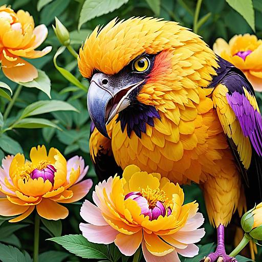 Vibrant Wildlife and Floral Composition