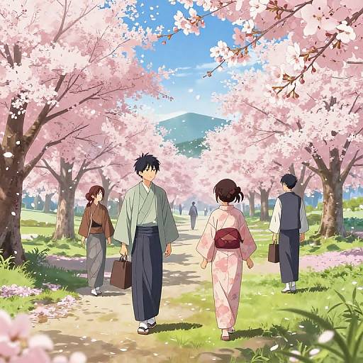 Serene Cherry Blossom Anime Scene