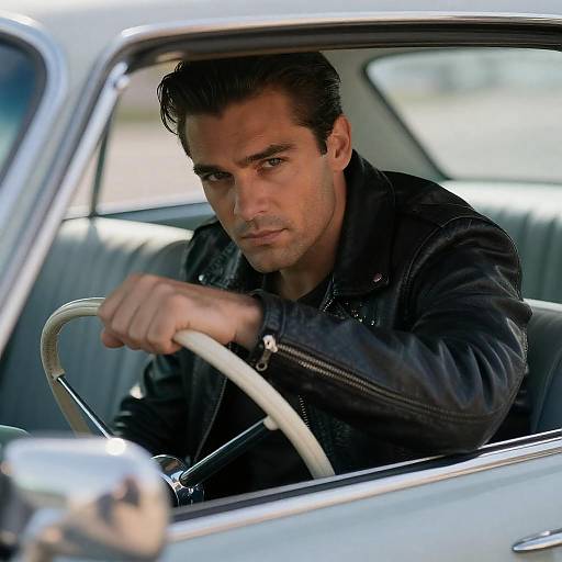 Intense Man in Classic Car Photography