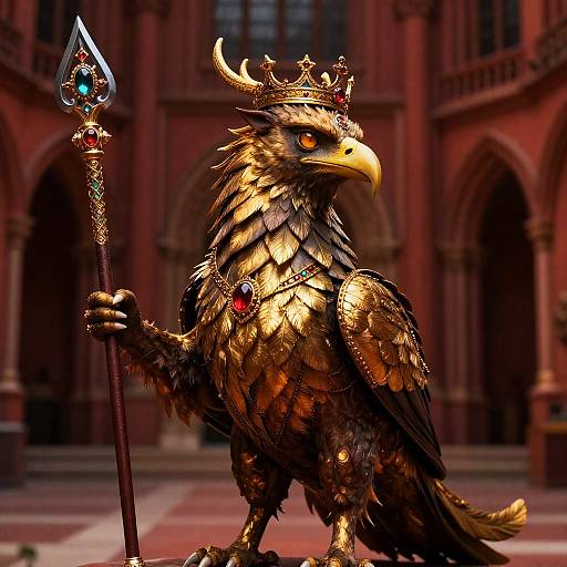 Baroque Griffin King in Crimson Courtyard
