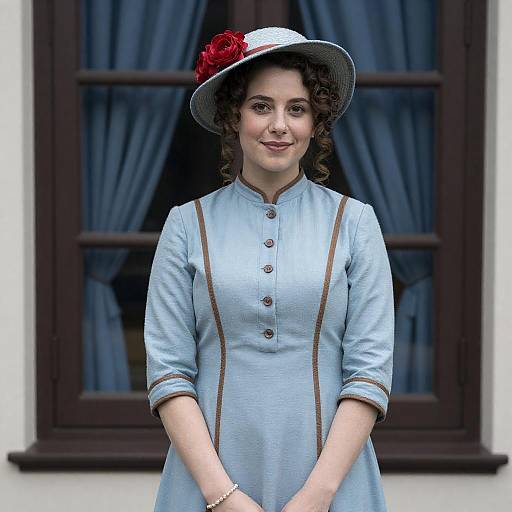 Victorian Woman in Blue Dress Portrait