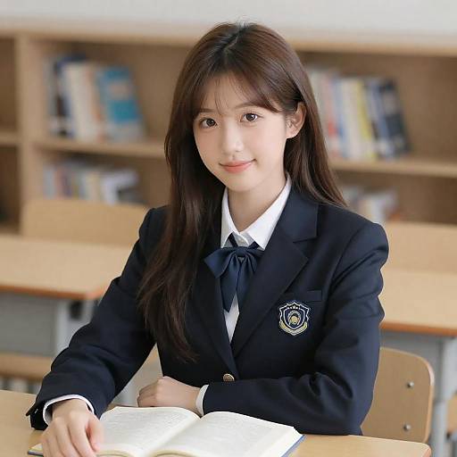 Young Woman in School Blazer Portrait