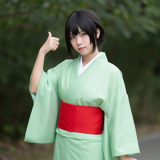 Shirakami Fubuki in Green Kimono