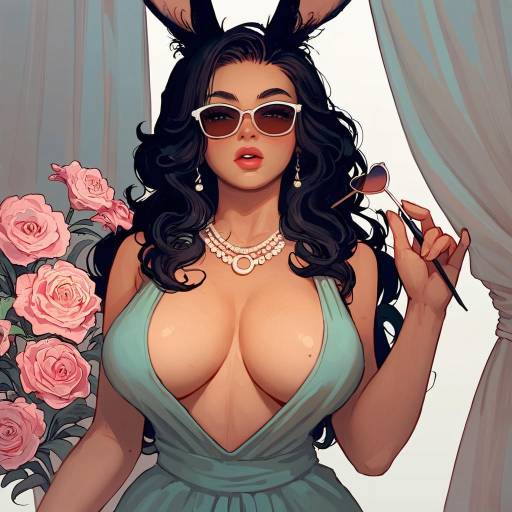 Elegant Viera Girl with Rabbit Ears
