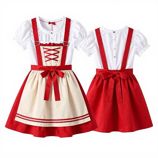 Red and Cream Girl Dirndl Dress
