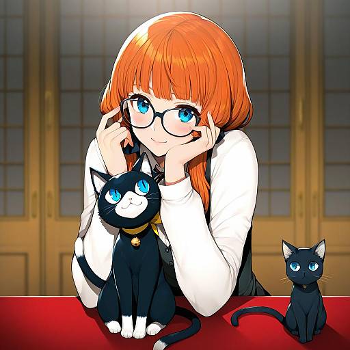 Illustration of Morgana (persona 5), persona in the style of Hitoto