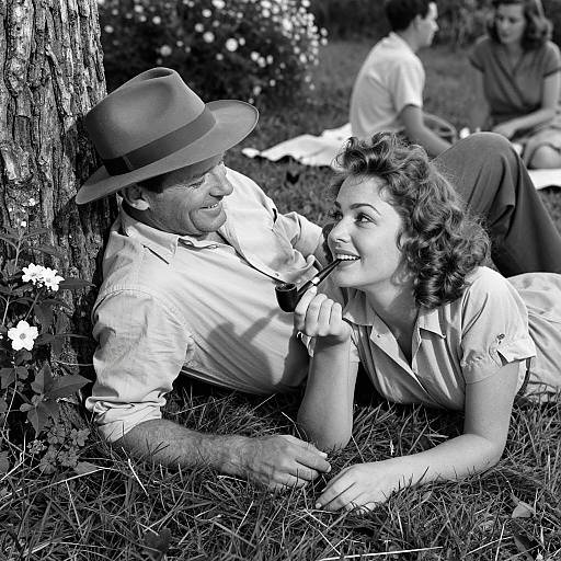 1940s Couple Relaxing in Nature