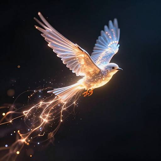 Luminous Bird Soaring Through Ethereal Void