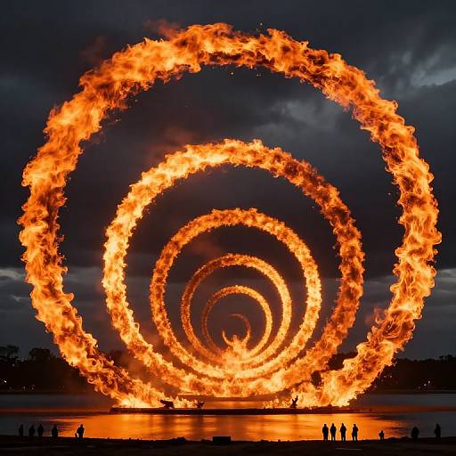 Fiery Concentric Rings in Sky