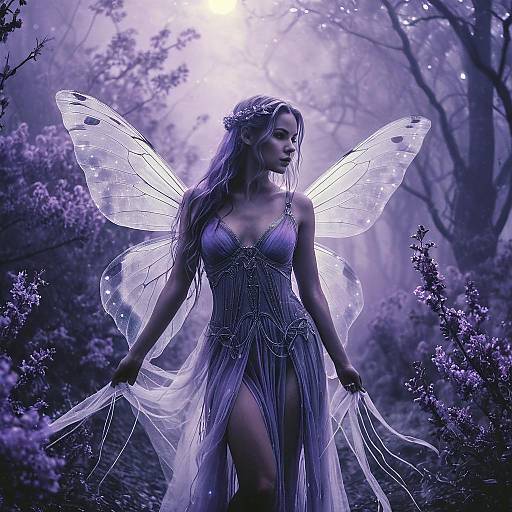 Ethereal Fairy Woman in Misty Forest