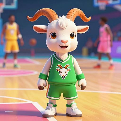 Anthropomorphic Goat Basketball Illustration