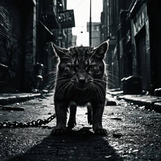 Defiant Alley Cat in Gritty Urban Street