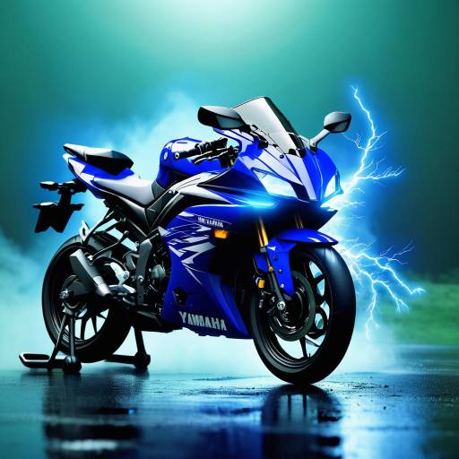 Futuristic Yamaha Motorcycle in Electric Fog