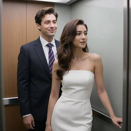 Elevator Capture: Couple's Moment