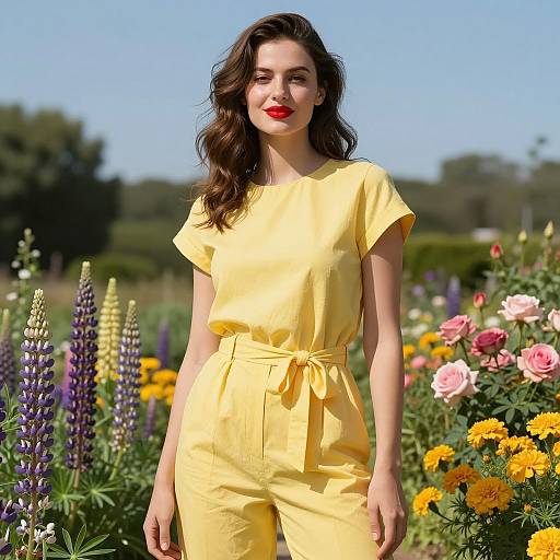 Beautiful Woman in a Vibrant Garden