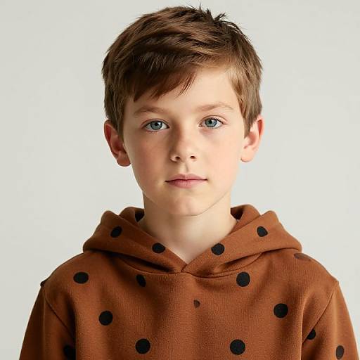 Boy in Brown Polka Dot Hoodie
