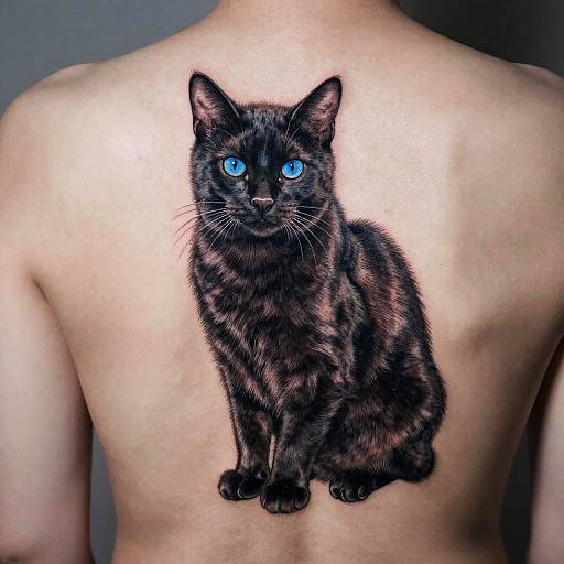 Realistic Black Cat Tattoo Design