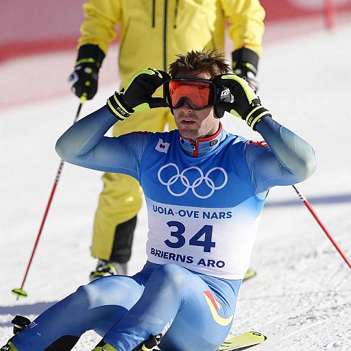 Focused Alpine Skier on Sunlit Slope