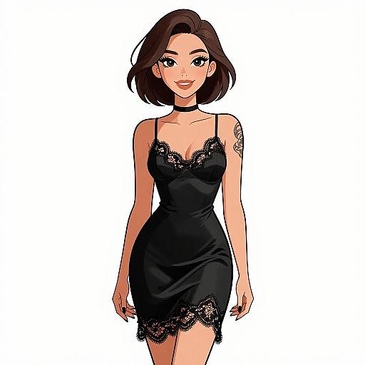 Elegant Boudoir Woman in Black Satin