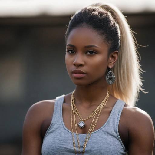 Young Woman in Gray Tank Top with Blonde Ponytail