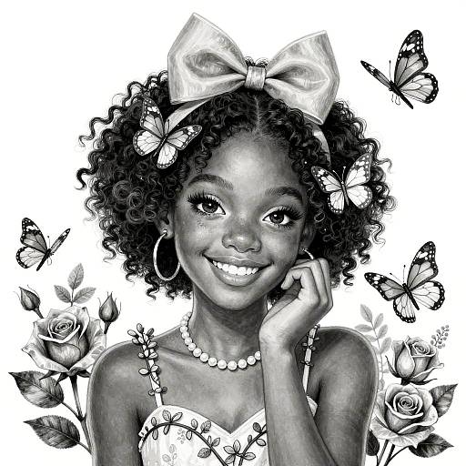 Radiant Black Teen with Butterflies