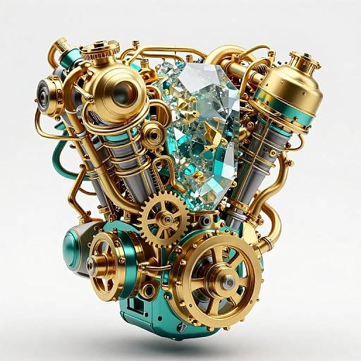 Crystal Core Mechanical Engine Art