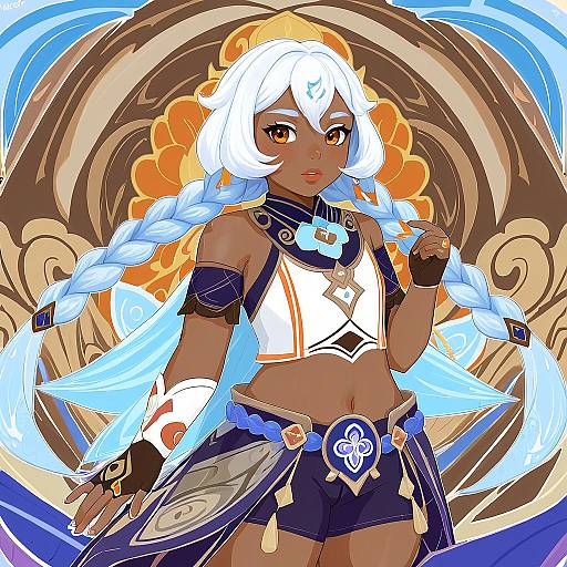 Illustration of Mualani (genshin impact), genshin impact in the style of Maco22