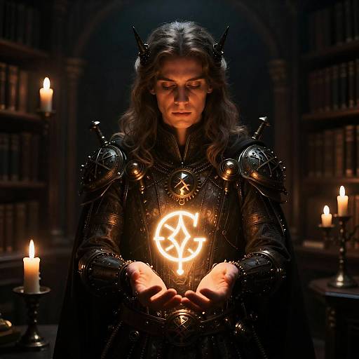 Steampunk Arcane Scholar in Antique Library