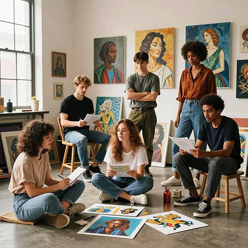 Diverse Artists Collaborating in Loft