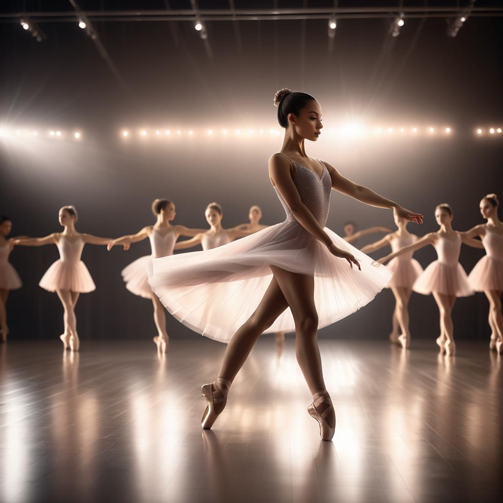 Elegant Ballerina in Dim Studio