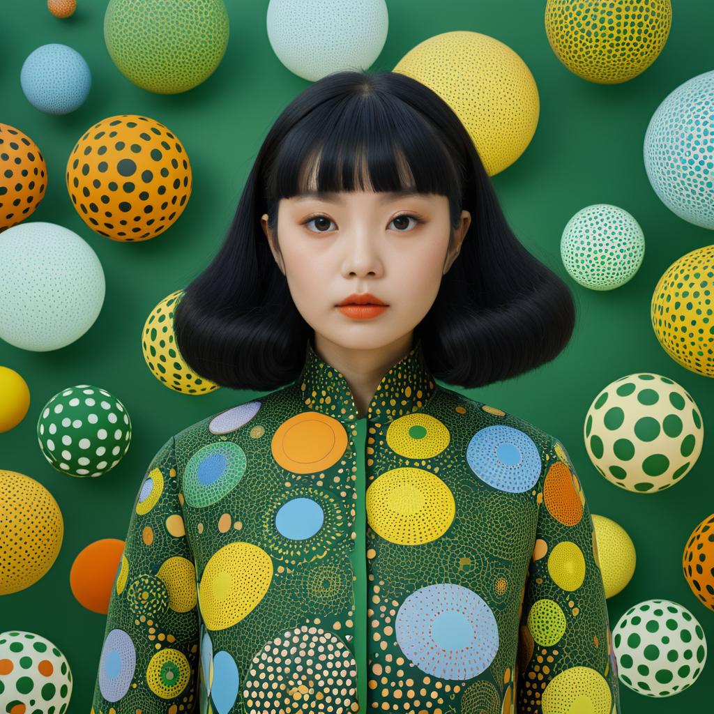 Expressive Portrait in Yayoi Kusama Style