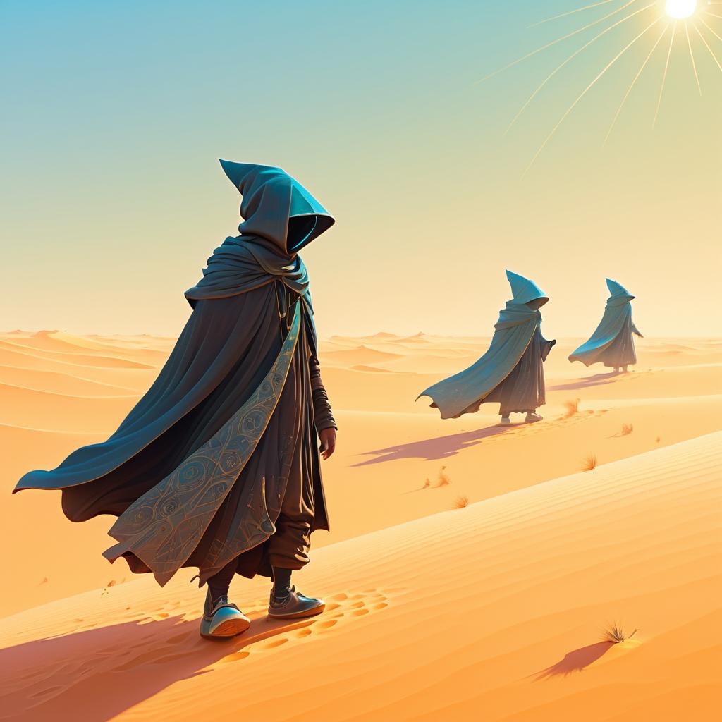 Mysterious Wanderer on Desert Hoverboard