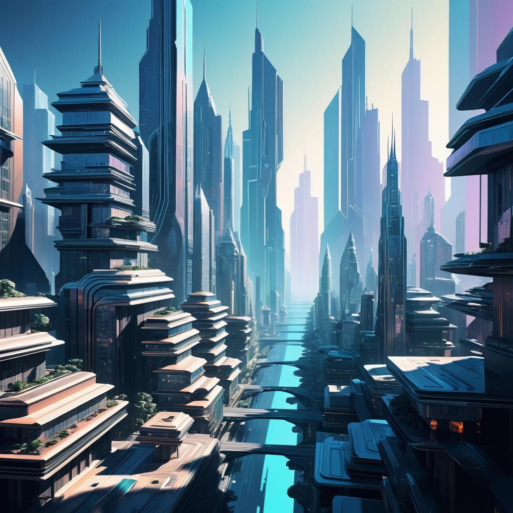 Futuristic Cityscape with Dramatic Textures