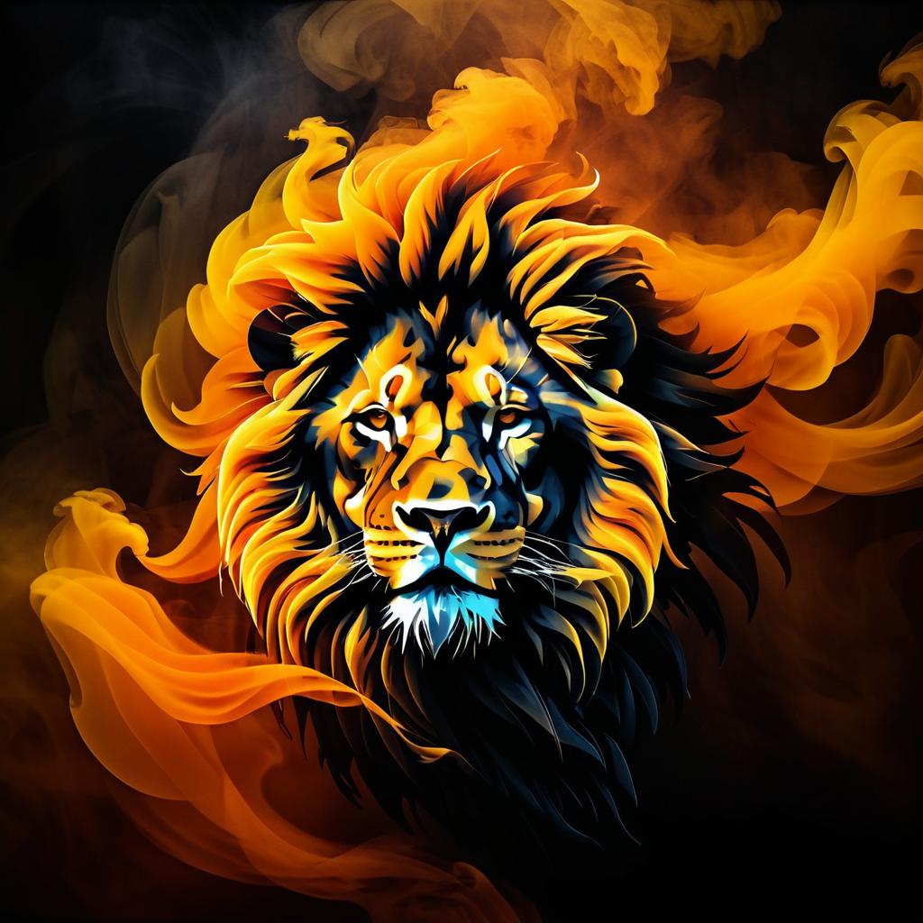 Fierce Lion Silhouette with Smoky Effects