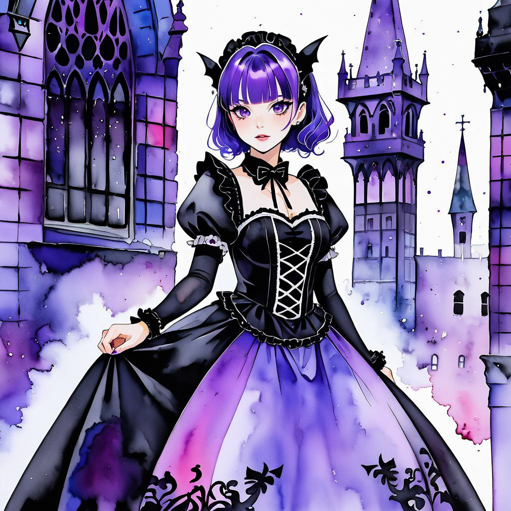 Gothic Maid in Watercolor Wonder