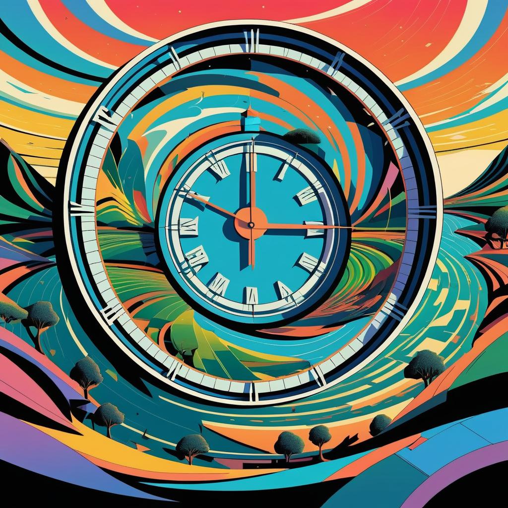 Surreal Distorted Clock in Escher Style