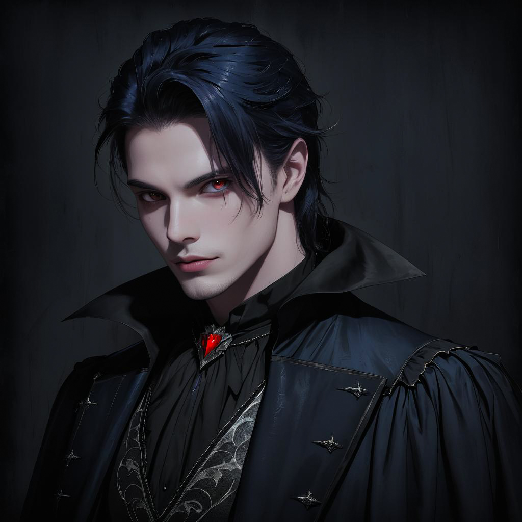 Brooding Noble Vampire in Charcoal Style